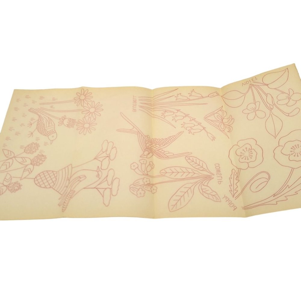 Vintage Spring Flowers Transfer Patterns, MCM Workbasket Iron On Transfers, 1960